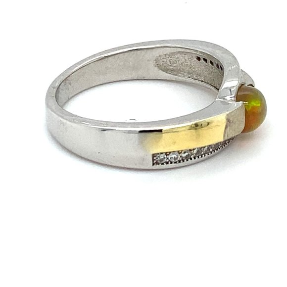 Opal .71ct Golden Rhodium Finish Solid Silver Ring - Picture 3 of 6